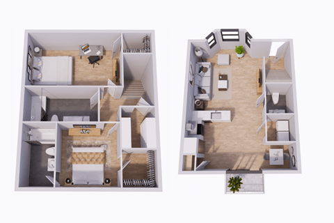 Floor plan for 2 beds, 2 baths, 1150 sqft